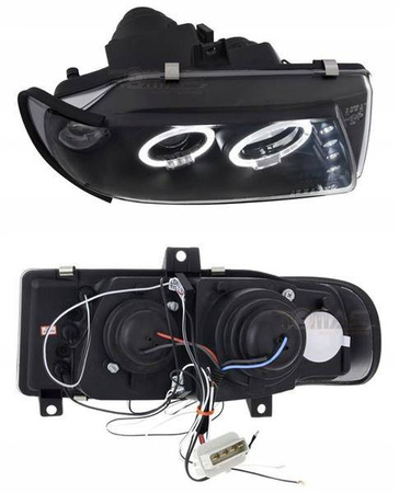 Reflektory lampy przednie Seat Ibiza Cordoba 6K BLACK RING