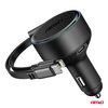 Ładowarka samochodowa ze zwijanym kablem typ C + lightning iPhone + USB-C 12V 24V 60W AMIO-04370