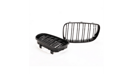 Grill sportowy podwójne żeberka Gloss Black  BMW 1 (E81, E87) Hatchback 1 (E88) Cabrio 1 (E82) Coupe Facelift 2007-2011