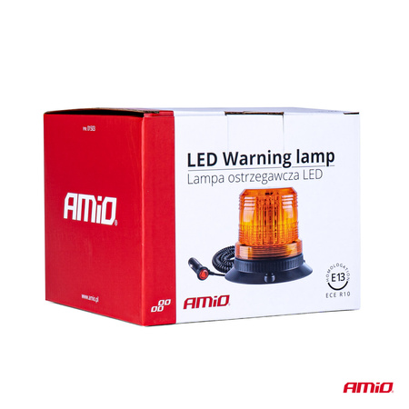 Lampa ostrzegawcza błyskowa kogut 80 LED magnes R10 12V 24V W14M AMIO-01503