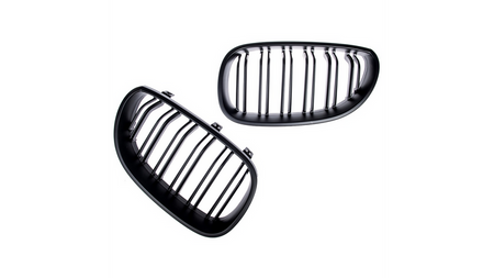 Grill sportowy podwójne żeberka Matt Black  BMW 5 (E60) Sedan (E61) Touring 2003-2010