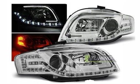 Lampy reflektory Audi A4 B7 04-08 led tube chrome