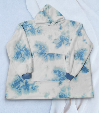 BLUZOKOC NIEBIESKI OMBRE PONCZO BLUZA Z KAPTUREM KIESZEŃ KANGUR POLAR OVERSIZE 100% POLIESTER DLA MŁODZIEŻY DOROSŁYCH