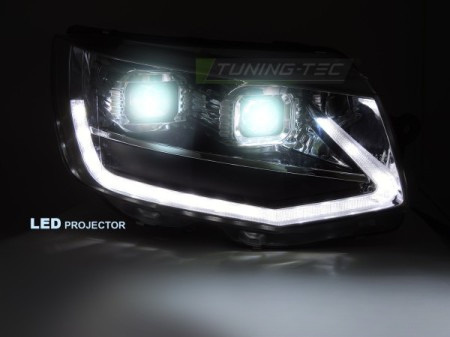 Reflektory LED TUBE LIGHT BLACK DRL SEQ do VW T6 2015–2019