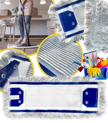 WKŁAD DO MOPA PŁASKIEGO NAKŁADKA PROFESJONALNA KIESZENIOWA CHŁONNA WYMIENNA ZAKŁADKA DŁUGIE WŁOSIE 100% BAWEŁNA DO CZYSZCZENIA MYCIA PODŁÓG