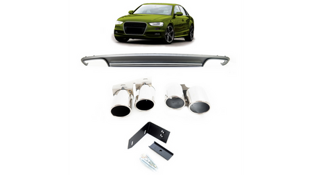 Tylny dyfuzor wraz z końcówkami wydechu AUDI A4 B8 Facelift 2011-2015