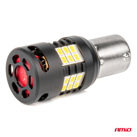 Żarówki LED CANBUS PRO series 1156 BA15S P21W R10W R5W 24x3020 SMD FAN White 12V 24V AMIO-03721