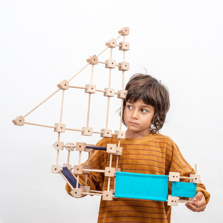 Drewniane klocki konstrukcyjne Mini Trigonos M - 85 el.