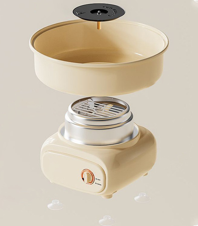 MASZYNA DO WATY CUKROWEJ ŻÓŁTA URZĄDZENIE ELEKTRYCZNE DOMOWE DO ROBIENIA WATY DO ZABAWY DLA DZIECI DOROSŁYCH MIARKA PATYCZKI MIESZADŁO NA PRZYJĘCIA IMPREZY