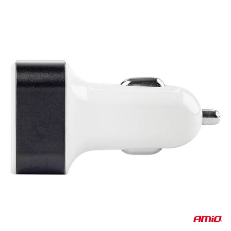 Ładowarka samochodowa 3x USB biała PCH-03 AMIO-01027