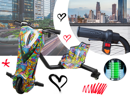 TRÓJKOŁOWY GOKART ELEKTRYCZNY SKUTER POJAZD DESKOROLKA HULAJNOGA DRIFTUJĄCA REGULOWANA LED WYŚWIETLACZ KLAKSON BLUETOOTH DLA DZIECI MŁODZIEŻY