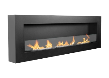 Biokominek wiszący z szybą 1200x400 Box czarny strukturalny mat
