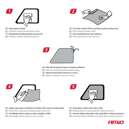 Folia do przyciemniania szyb Light Black 0,75x3m 60% AMIO-01654