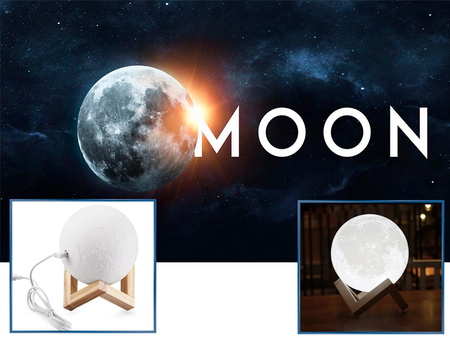 LAMPKA NOCNA KSIĘŻYC 3D 25 CM MOONLIGHT LAMPA MOON DWIE BARWY ŚWIECENIA