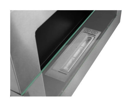 Biokominek wiszący z szybą  650x400 inox