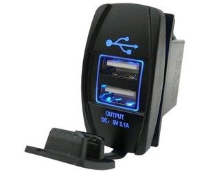 Gniazdo ładowarka do zabudowy AXEL 12/24V 1A i 2,1A