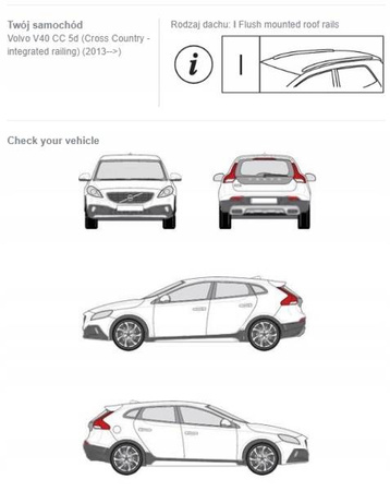 Bagażnik dachowy belki Volvo V40 CC Cross Country