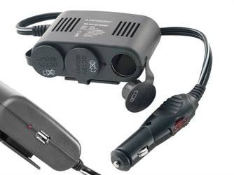 Rozgałęziacz gniazda zapalniczki potrójny, USB 1000 mA, Heavy Duty