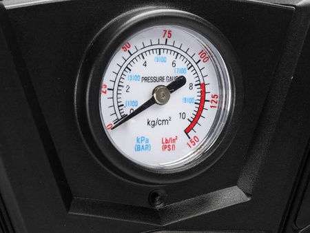 Kompresor powietrza DC 12V, 150 PSI, z analogowym ciśnieniomierzem, 4 adaptery