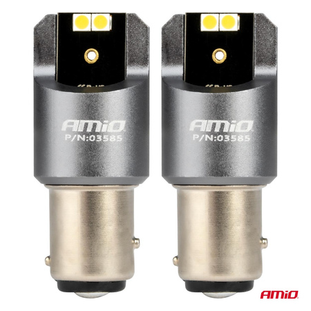 Żarówki LED CANBUS seria PRO BAY15D P21/5W 4x3030 SMD białe 12V 24V AMIO-03585