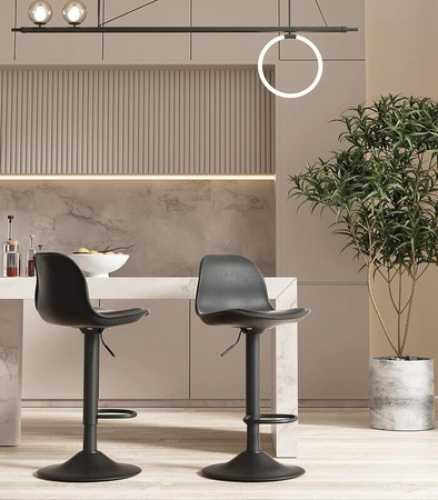 KRZESŁO BAROWE HOKER STOŁEK BAROWY OBROTOWY EKOSKÓRA CZARNY NOWOCZESNY DESIGN KUCHNIA JADALNIA BAR