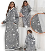 BLUZOKOC SZARY W GWIAZDKI PONCZO BLUZA Z KAPTUREM KIESZEŃ DŁUGI POLAR OVERSIZE 100% POLIESTER DLA MŁODZIEŻY DOROSŁYCH