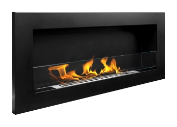 Biokominek 900x400 SLIM Czarny strukturalny z szybą