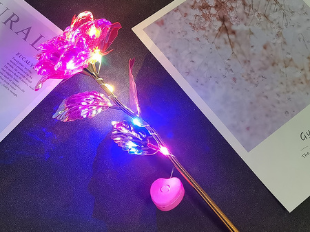 WIECZNA RÓŻA RÓŻOWA LED ZESTAW Z MISIEM NA WALENTYNKI URODZINY ROCZNICĘ