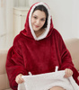BLUZOKOC CZERWONY PONCZO BLUZA Z KAPTUREM KIESZEŃ KANGUR POLAR OVERSIZE 100% POLIESTER DLA MŁODZIEŻY DOROSŁYCH