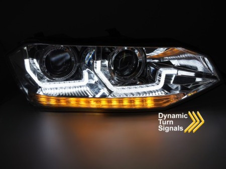 Reflektory lampy soczewkowe LED DRL VW Polo VI 2G (2017–2021) | Dynamiczny kierunkowskaz