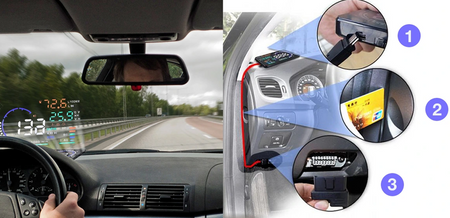 Wyświetlacz projektor LED LCD HUD OBD2 5.5 ZEGARY