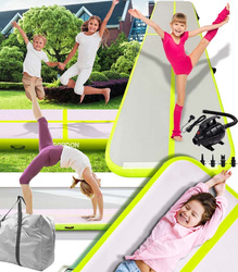 AIRTRACK 3 M ZIELONY ŚCIEŻKA AKROBATYCZNA MATA GIMNASTYCZNA MATERAC DMUCHANY MOCNY POMPKA TORBA DO ĆWICZEŃ ZABAWY DLA DZIECI DOROSŁYCH