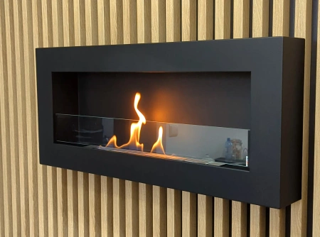 Biokominek Box 900x400 czarny z szybą
