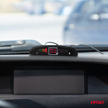 Zestaw czujników parkowania cofania LED 8 sensorów czarne AMIO-01560