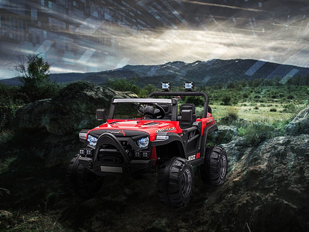JEEP NA AKUMULATOR AUTKO DLA DZIECI TERENOWE BAGAŻNIK MP3 AUX USB KLAKSON