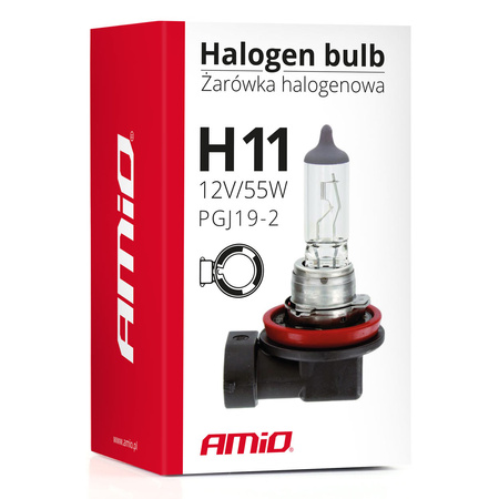 Żarówka halogenowa H11 12V 55W filtr UV (E8) AMIO-01159