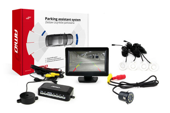 Zestaw czujników parkowania TFT01 4,3" z kamerą HD-308-LED 4 sensory białe