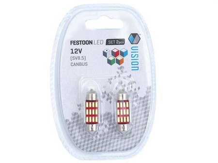 Żarówka VISION Festoon SV8.5 36mm 12V 12x 4014 SMD LED, CANBUS, biała, 2 szt.