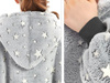 BLUZOKOC SZARY PONCZO BLUZA Z KAPTUREM KIESZEŃ KANGUR POLAR W GWIAZDKI OVERSIZE 100% POLIESTER DLA MŁODZIEŻY DOROSŁYCH