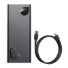 Powerbank Baseus Adaman Metal 20000mAh, PD, QC 3.0, 65W, 2xUSB + USB-C + micro USB, (czarny)