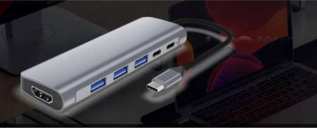 ADAPTER HUB 6W1 USB-C PD 100W 3x USB 3.0 HDMI 4K