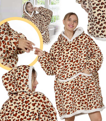 BLUZOKOC LAMPART PONCZO BLUZA Z KAPTUREM KIESZEŃ POLAR OVERSIZE W CĘTKI 100% POLIESTER DLA MŁODZIEŻY DOROSŁYCH