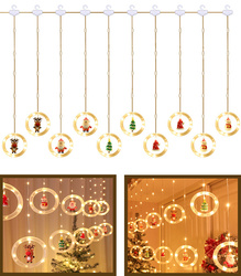 KURTYNA LED GIRLANDA NA OKNO FIGURKI ŚWIĄTECZNE DEKORACJA OKIENNA