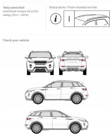 Bagażnik dachowy belki Land Rover Evoque 5d L538