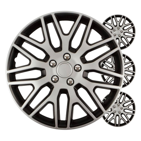 Kołpaki samochodowe 4szt. komplet Dakar czarno srebrne 17" cali COLOR BOX