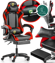 FOTEL GAMINGOWY Z PODNÓŻKIEM KUBEŁKOWY BIUROWY MASAŻER GRACZA OBROTOWY NOWOCZESNY DLA GRACZA