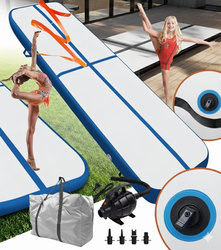AIRTRACK 3 M NIEBIESKI ŚCIEŻKA AKROBATYCZNA MATA GIMNASTYCZNA MATERAC DMUCHANY MOCNY POMPKA TORBA DO ĆWICZEŃ ZABAWY DLA DZIECI DOROSŁYCH