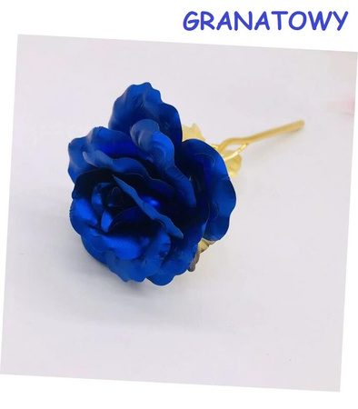 WIECZNA RÓŻA ZE ZŁOTĄ ŁODYGĄ W PUDEŁKU NA PREZENT ROCZNICĘ URODZINY