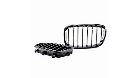 Grill sportowy pojedyncze żeberka Gloss Black  BMW 1 (F20, F21) Hatchback przed liftem 2011-2015
