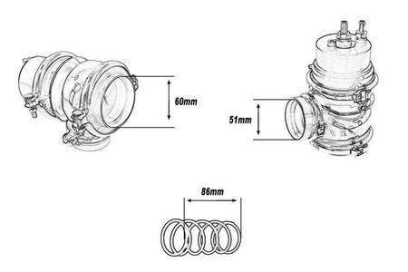 Wastegate zewnętrzny TurboWorks 60mm 1,6 Bar V-Band Blue